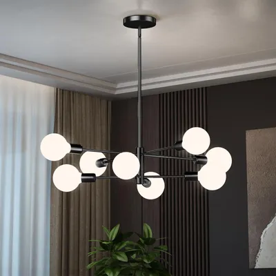 Produktbild von Hängelampe Modern 8 Flammig,Kronleuchter Metall E27 Industriell,Deckenleuchte Pendelleuchte Wohnzimmer Schlafzimmer Esszimmer