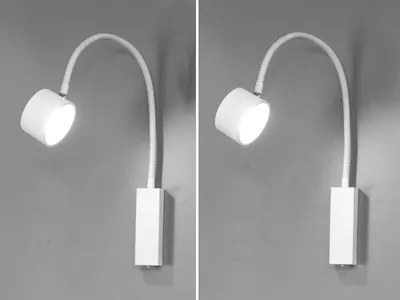 Produktbild von 2er SET USB aufladbare Akku Wandlampen Weiß - Schwanenhals Leselampen dimmbar