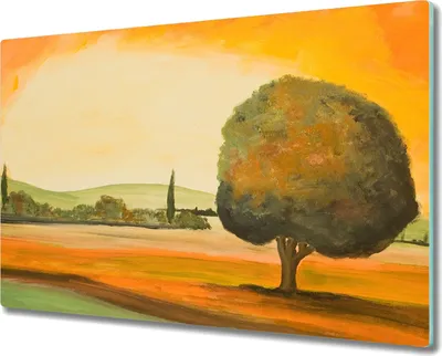 Produktbild von Coloray Schneidebrett Herdabdeckplatte 80x52 cm Kochplattenabdeckung Küchenbrett Hackbrett - Baum Landschaftsmalerei