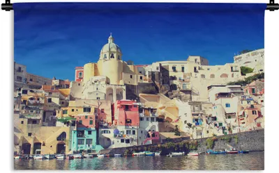 Produktbild von MuchoWow® Wandteppich Wandbehang Haus - Meer - Italien 60x40 cm Tapisserie Dekoration Wandtuch - Wanddekorationen