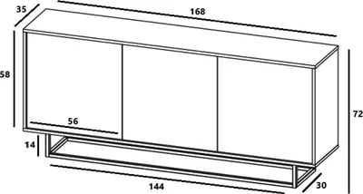 Zdjęcie produktu dla Komoda RTV Loft Industrialna szafka RTV Dąb wotan czarny MAT 168 cm Metalowa Rama Czarna