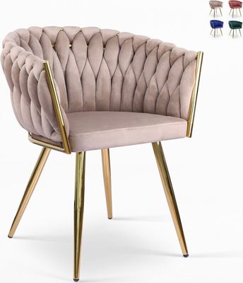 Design-Sessel aus Samt mit goldenen Beinen und Armlehnen Versailles - Braun