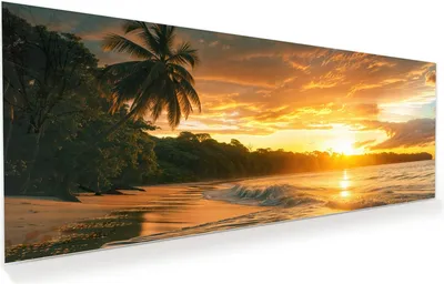Produktbild von Glasbild 150x60cm in XXL für Wohnzimmer, Schlafzimmer Motiv Sonnenuntergang Strand