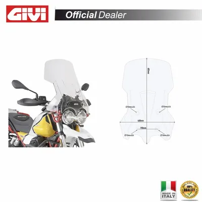 Zdjęcie produktu dla Givi Winshield D8203STG - przezroczysty, 528 mm x 460 mm z ABE do Moto Guzzi V85 TT (19>22)