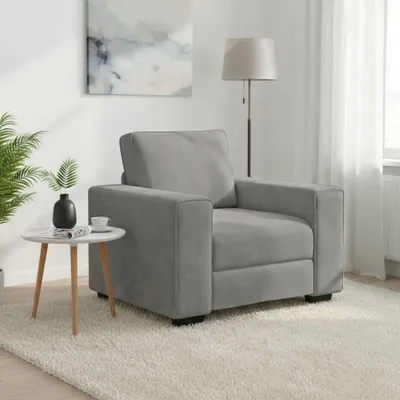 Produktbild von Sessel aus hellgrauem Samt, 100 x 77 x 82 cm