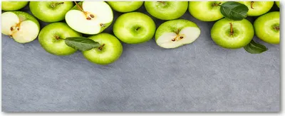 Produktbild von Tulup® Glas-Bild Wandbild aus Glas - 125x50 - Wandkunst - Wandbild hinter gehärtetem Sicherheitsglas - Dekorative Wand für Küche & Wohnzimmer  - Essen & Getränke - Grüne Äpfel - Grün