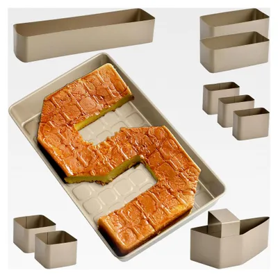 Produktbild von Kuchenform für Zahlen und Buchstaben, Backform Groß 37,5 x 23,8 x 5 cm, Verstellbar, Antihaft, Set für DIY Backen zu Hochzeit, Geburtstag, Taufe