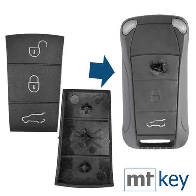 Produktbild von Auto Schlüssel Tasten Set 2X Tastenfeld 3 Tasten Gummi kompatibel mit Porsche 955 Cayenne 9PA Klappschlüssel Key FOB
