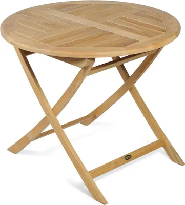Produktbild von Gartentisch MIKE klappbar rund - Teak, Natur, 90x90x75cm | Klapptisch Esstisch Wetterfest Outdoor Tisch
