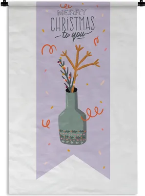 Produktbild von MuchoWow® Wandteppich Wandbehang Sprichwörter - Zitate - 'Frohe Weihnachten für Sie 120x180 cm Tapisserie Dekoration Wandtuch - Schlafzimmer - Dekorationen für das Haus
