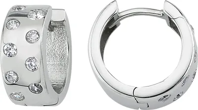 Produktbild von Creolen 925 Sterling Silber 18 Zirkonia Ohrringe Silberohrringe