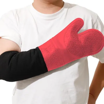 Produktbild von Extra Lange Ofenhandschuhe - 2-Pack, Rot, Hitzebeständig bis 500°C
