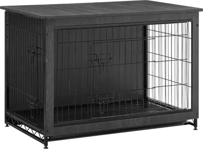 Produktbild von ACAZA Hundebank - Bank - Hundehütte - 98x65x68 cm - Metall - Holz - Schwarz