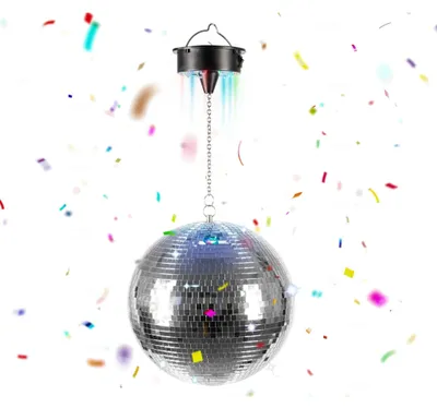 Image de Boule disco de 20 cm avec moteur et lumières LED