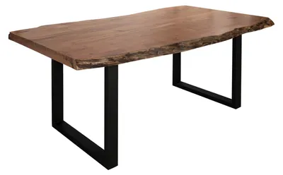 Produktbild von MASSIVMOEBEL24.DE Baumtisch Akazie 160x90x77 natur lackiert / U-Beine anthrazit matt FREEFORM 5
