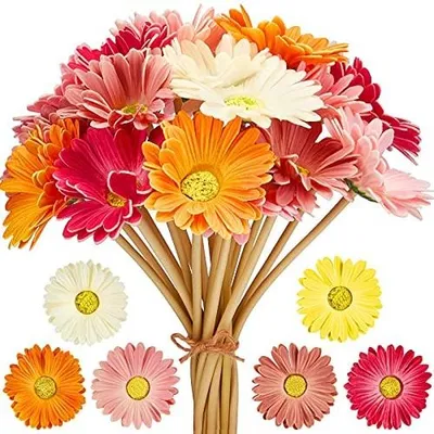 Zdjęcie produktu dla Zestaw 18 sztuk sztucznych kwiatów gerber, idealny na wesela i imprezy