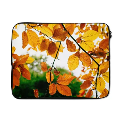 Produktbild von MuchoWow® Laptop Hülle 17 Zoll Laptoptasche Herbstblätter - Baum - Rustikal - Zipper - Schutzabdeckung