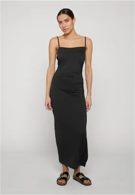 Image de Urban Classics - Robe longue pour femme, robe longue à fines bretelles en jersey, noir, taille L
