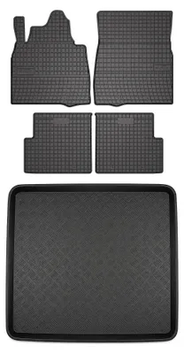 Image de Tapis en caoutchouc + bac de coffre pour Mercedes-Benz Klasa G W463 1990- (3 portes) – 5 pièces, noirs, sur mesure