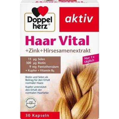 Imagen del producto de Doppelherz Cápsulas de Biotina, Zinc y Mijo para el cabello, 30 unidades