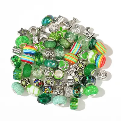 Produktbild von Großlochperlen Glasperlen Charm Mix mit 60 Perlen, Grün