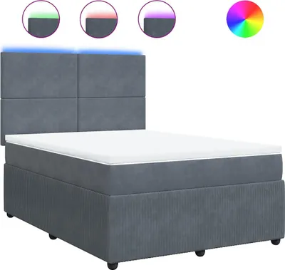 Produktbild von vidaXL Boxspringbett mit Matratze Dunkelgrau 160x200 cm Samt