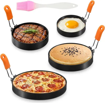 Produktbild von Runde Backformen aus Edelstahl für Kuchen und Gebäck – Set mit 4 Stück – Eier