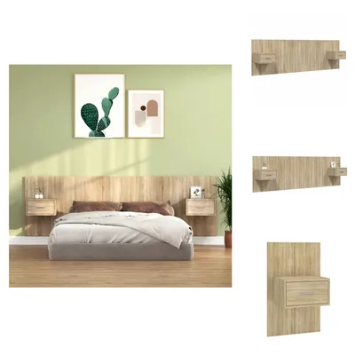Image de vidaXL Tête de lit avec chevets Chêne Sonoma Bois composite - Tête & Pieds de lit