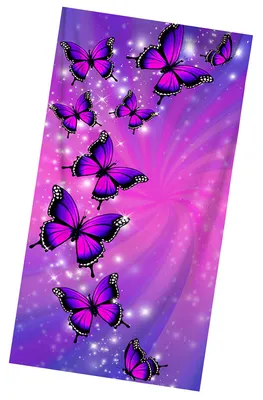 Obrázek produktu pro Plážová osuška fialovo-růžová 70x140 cm - Motýli