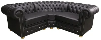 Produktbild von Ecksofa Ledersofa Schwarz Polster Eck Couch Garnitur Sitz Design Chesterfield