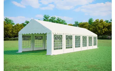 Obrázek produktu pro Párty stan 4x12 m STANDARD – PVC 500 g/m² s protipožární úpravou, pozinkovaná ocel Ø38 mm, až 110 osob - Bílá