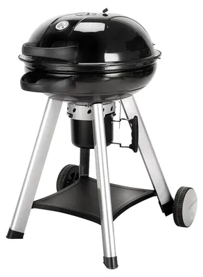 Imagen del producto de Barbacoa de carbón redonda - Ø 57 cm - Negra - Con tapa plegable y termómetro