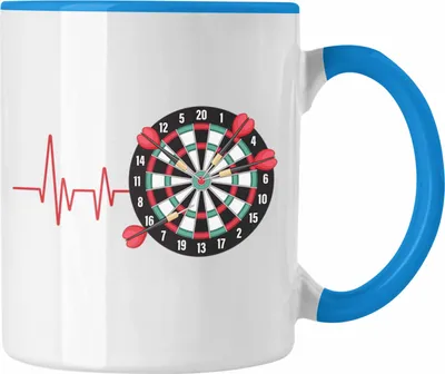 Produktbild von Trendation - Darts Herzschlag Tasse Geschenk für Dart Spieler Hobby Geschenkidee (Blau)