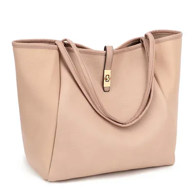 Produktbild von Schultertasche Damen Umhängetasche Kunstleder Tote Shopper Bag Reise Geldbörse Mit Drehverschluss und Innentasche für Arbeit, Schule, Einkauf