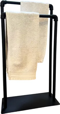 Produktbild von Libaro Handtuchständer PALERMO Handtuchhalter freistehend mit 2 Armen schwarz matt 2 Handtuch-Stangen