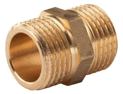 Produktbild von Messing Gewinde-Fitting Doppelnippel 1/2'AG - 1/2'AG (DN 15) - schwere Ausführung