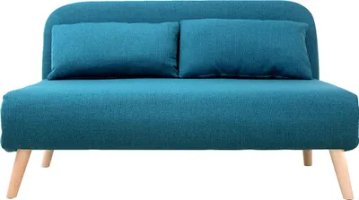 Produktbild von Miliboo - Wandelbare 2-Sitzer-Bank aus enteblauem Stoff AMIKO