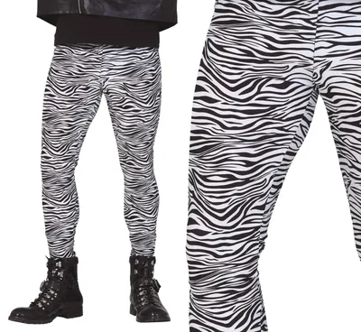 Productafbeelding van Rocklegging met zebraprint, jaren '90, carnaval, retro, zwart-wit, modieuze avonturier, feestkleding, maat: 48 - 50 (M)