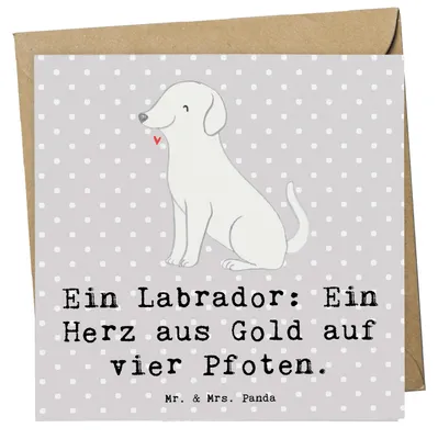 Produktbild von Mr. & Mrs. Panda Grußkarte Labrador Herz - Grau Pastell - Geschenk, Therapiehund, anlasskarte, Glückwunschkarte, Hunderassen Vielfalt, vier Pfoten, Klappkarte, Hundeliebe