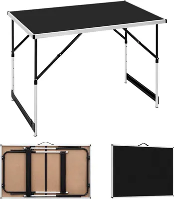 Produktbild von WOLTU Campingtisch Klapptisch Gartentisch Arbeitstisch Balkontisch höhenverstellbar Aluminium Stahl MDF Schwarz CPT8121sz