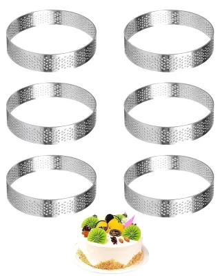 Tarteletformen 8 cm, Edelstahl, 6 Stück perforiert, Backringe