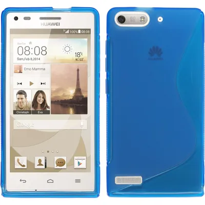 Produktbild von PhoneNatic Case kompatibel mit Huawei Ascend P7 Mini - blau Silikon Hülle S-Style + 2 Schutzfolien