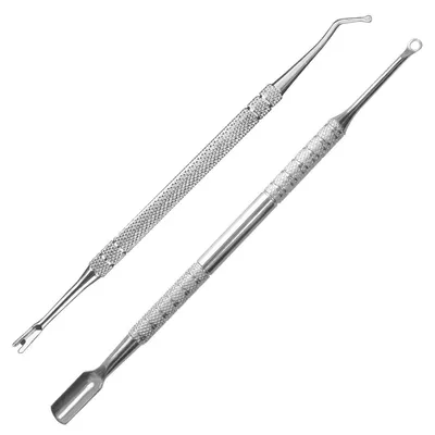 Productafbeelding van Manicure set, roestvrij staal, 2-delig: nagellakverwijderaar, nagelriemschuiver, nagelriemschaar, nagelriemlift