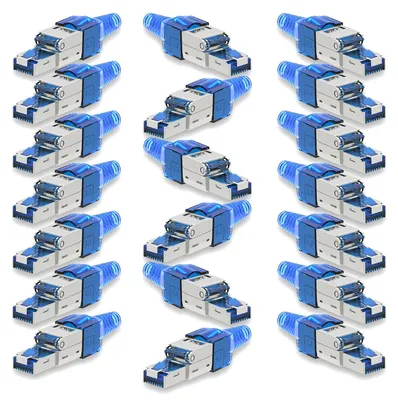 Produktbild von 20x Netzwerkstecker CAT 7 Werkzeuglos RJ45 Netzwerk Stecker Verlegekabel Metall