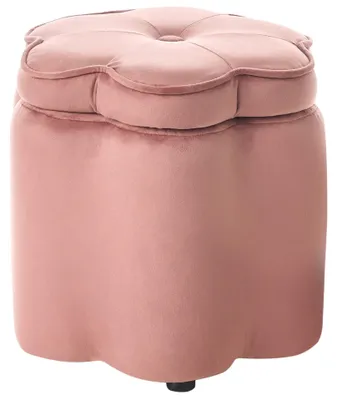 Produktbild von BELIANI Pouf mit Stauraum Rosa Samt Gepolstert 38 cm Hoch Blumenform Skandi Design Wohnzimmer Schlafzimmer Deko Sitzhocker Fußhocker Truhe