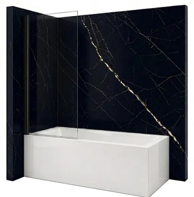 Produktbild von Silla Aston Badewannenaufsatz 60x150 cm Schwarz, feststehend, Nano-Beschichtung