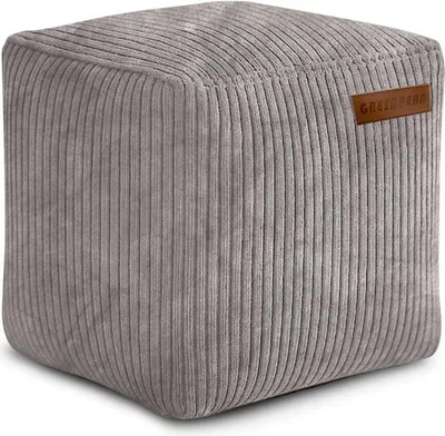 Produktbild von Green Bean® Indoor Sitzhocker Pouf 40x40x40cm EPS-Perlen Füllung & Cordstoff Kuschelig Weich Waschbar - Drinnen Bodenkissen Liegekissen Sitzkissen Sitzhocker Relax-Sessel Kinder Erwachsene Stoff Grau