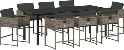 Produktbild von vidaXL Garten Essgruppe 9 pcs Grau Poly-Rattan