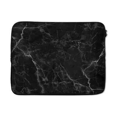 Produktbild von MuchoWow® Laptop Hülle 15 Zoll Marmor - Schwarz - Weiß - Textur - Marmoroptik Laptoptasche - Laptoptasche - Sleeve - Rundum-Schutz