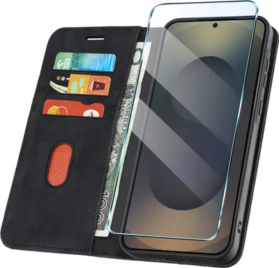 Zdjęcie produktu dla ETUI Z KLAPKĄ do Samsung S25 Ultra Zamykane Magnetyczne Skórzane + Szkło